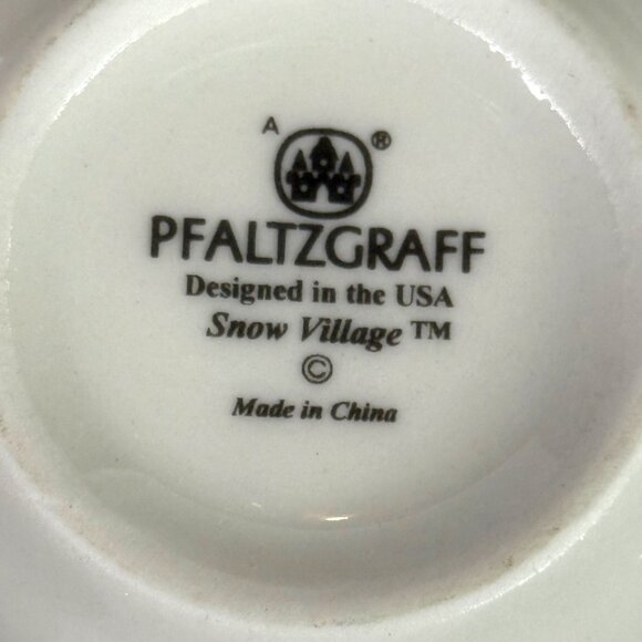 Pfaltzgraff Snow Village Mugs & Saucers Set Of 2 Christmas Angel Farm Barn VTG - Picture 6 of 13